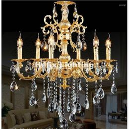Chandeliers Modern European-style Classic Crystal Chandelier Light Golden Alloy Lighting With 6 Arms D700mm LED AC D