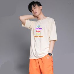 Men's T Shirts 2023 Unisex Custom Logo Po Printed Text Tees Oversized Hip Hop Man Women Male Tops Solid Cotton DIY Team