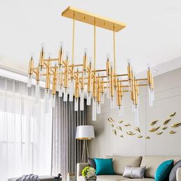 Chandeliers Post-modern Golden LED Chandelier Lighting Nordic Luxury Iron Fixtures Glass Hanging Lamp For Living Room Restaurant Bedroom