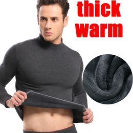 Men's Thermal Underwear Wear For Men Long johns Mens Cotton SUITS Turtleneck Winter TopsPants 2 PIECES SET Warm Thick Velvet 230131