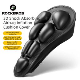 Saddles ROCKBROS Bicycle Inflatable Cushion MTB Road Cycling Airbag Shock-Absorbing Soft Seat Thickened Bike Saddle Cover 0131