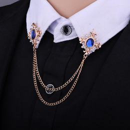 Brooches Fashion Tassel Crystal Cross Chain Brooch Women's Shirt Collar Pins And Personality Lapel Pin Buckle Women Accessories