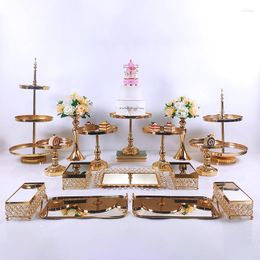 Festive Supplies 6-16 PC European Style Crystal Metal Cupcake Wedding Cake Stand Rack Set Holiday Party DisplayTray