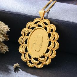 Pendant Necklaces Big Beautiful Girl Avatar Women Gold Colour Chain Giving Friend Gifts Party Wear Jewellery
