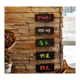 Party Favor Hanging Wooden Mini Blackboard Double Sided Erasable Chalkboard Wordpad Mes Sign Black Board Cafe Office School Supplies Dhnyy