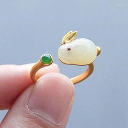 Обручальные кольца вдохновляют дизайн натуральный Hetian Jade Регулируемое кольцо для женщин изящное сладкое бренд ювелирные изделия