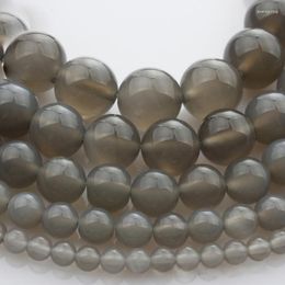 Beads 15"(38cm) Strand Round Natural Gray Agate Stone Rocks 4mm 6mm 8mm 10mm 12mm Gemstone For Bracelet Jewelry Making Findings