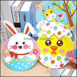 Party Favour Animal Cartoon Paper Plate Ding Diy Handmade Craft Toys Material Package Children Creative Puzzle Colorf Paa10094 Drop D Ottqv