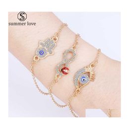 Link Chain Mtitype Moon Palm Evil Blue Eye Bracelet Sier Gold Eyes For Women Lucky Jewellery As Valentines Day Gift Drop Delivery Brac Dhmk5