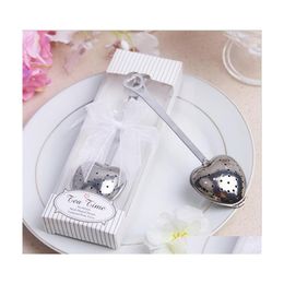 Coffee Tea Tools Stainless Steel Infuser Heart Shaped Strainer Spoon Filter Long Grip Party Favor Drop Delivery Home Garden Kitche Otppu