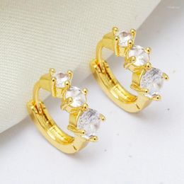 Hoop Earrings 6 Colours Geometric Cubic Zirconia Fashion Gold Hoops For Women Jewellery 2023