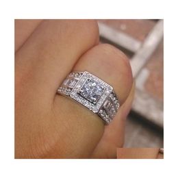 With Side Stones Mens Wedding Rings Fashion Sier Gemstone Engagement Jewelry Simated Diamond Ring For 661 Q2 Drop Delivery Dhmvp