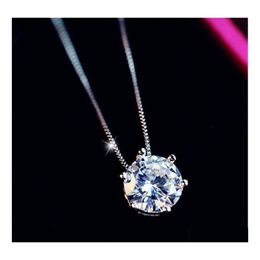 Pendant Necklaces Women Trendy Simple Choker Crystal Pendants Necklace Shine Rhinestone Sier Color Chain Jewelry Wholesale Drop Deliv Dhfsa