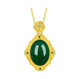 Pendant Necklaces Court Style Retro Light Luxury Ruyi Ladies Necklace Imitation Green Chalcedony Jade Bdehome Drop Delivery Jewellery P Dh2Nh