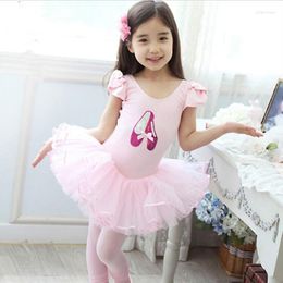 Stage Wear S 2 Colour Kid Girls Short Sleeve Ballet Dance Dress Fitness Gymnastics Leotard Costume