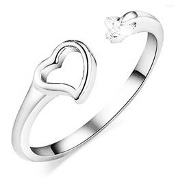 Wedding Rings Fashion Personality Elegant Zircon Heart-Shaped Hand-Set Opening Couple High Quality