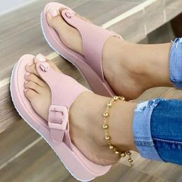 Slippers Large Size Women Pure Colour Flat With Low Ladies Round Head Sponge Cake Pink