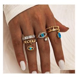 Band Rings Fashion Jewellery Vintage Ring Set Punk Devils Eye Hollowed Out 4Pcs/Set Drop Delivery Dhfcy