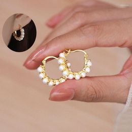Hoop Earrings Vintage Gold Colour Pearl For Women Elegant Round Circle Cartilage Piercing Earring Wedding Fashion Korean Jewellery