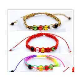 Charm Bracelets Handwoven Crystal Colorf Rope Bracelet Benming Year Red Jewellery Drop Delivery Dh6Js