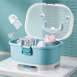 Other Baby Feeding Baby Feeding Bottle Drying Rack Storage Box Portable with Anti-dust Cover Dustproof Multi-Functional Nursing Tableware Container 230130