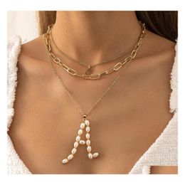 Pendant Necklaces Fashion Jewellery Mti Layer Necklace Geometric Chain Letter A Choker Drop Delivery Pendants Dhtzf