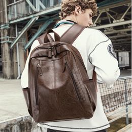 Backpack Men's Waterproof Laptop Bag Men PU Leather Backpacks For Teenager Boys Female Bags Casual Daypacks Mochila Male