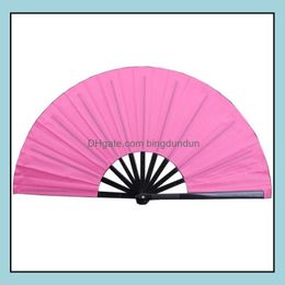 Party Favour Martial Arts Chinese Traditional Pure Colour Tai Chi Kung Fu Fans Plastic Foldingfan 33Cm Fan Frame Paf11117 Drop Deliver Ot3Cb