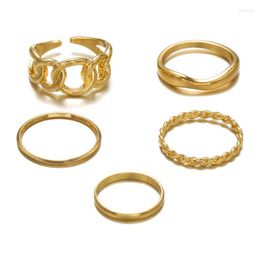 Wedding Rings Chic Gold Silver Color Geometric Punk Sets For Women Opening Cuff Index Finger Buckle Joint Tail Set Female Jewelry