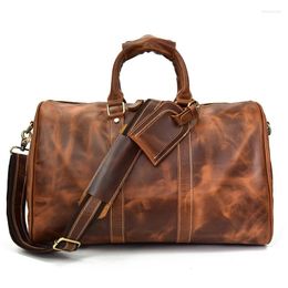 Duffel Bags Men's Genuine Leather Travel Handbag Vintage Women's Bag Tote For Women Luggage Fashion Men Business Trip