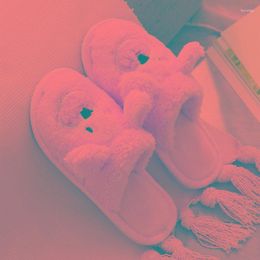 Slippers Winter Cotton Women Home Animal Fluffy Soft Soled Anti Slip Indoor Casual Shoes Men Flat Anti-skid