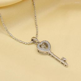 Choker Fashion Crystal Cubic Zirconia Key Heart Pendant Necklace Clavicle Link Chain Hip Hop Punk Jewelry Gifts For Men/Women Wholesale
