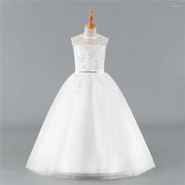 Girl Dresses Cute Flower For Weddings A-line Scoop Tulle Appliques Bow Long First Communion Little Kids Baby