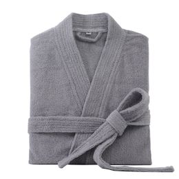 Men's Robes 100% Cotton Bathrobe for Long Thick Absorbent Terry Bath Robe Kimono Towel Solid Sleepwear Women Dressing Gown 230131