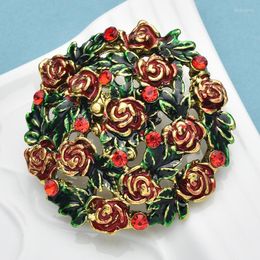 Brooches Wuli&baby Rose-flower Wreath For Women Christmas Year Flowers Party Office Brooch Pins Gifts