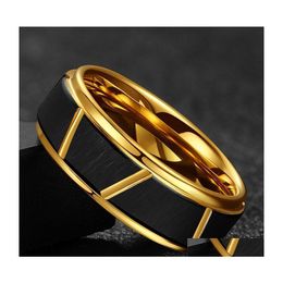 Cluster Rings Korean Tungsten Gold Ring For Men 815 R2 Drop Delivery Jewelry Dhjfa