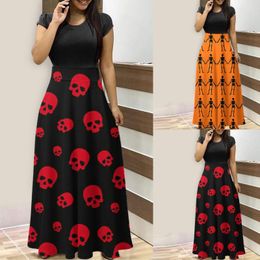 Casual Dresses Long Sundresses For Women Summer Sexy Short Sleeve Skeleton Print Cocktail Party Elegant Womens Lace Formal Dress