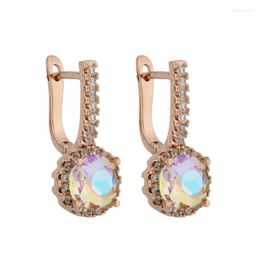 Dangle Earrings Trend Rose Gold Colour Micro-wax Inlay Natural Zircon Drop Women Wedding Fashion Jewellery Cute Unusual