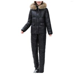 Women's Down Outdoor Skisuit Cotton-padded Suit Ski Women Snowboard Sports Casual Thick Solid Zipper Hooded Parkas