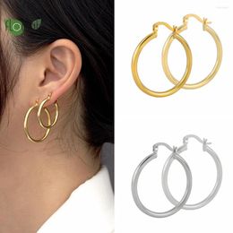 Hoop Earrings 925 Sterling Silver Needle Minimal 15/20/25mm Large For Women High Fashion 18K Gold Party Trend Jewellery