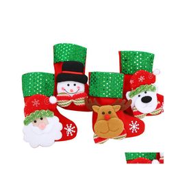 Christmas Decorations Tree Hanging Socks Linen Festival Apple Gift Candy Bags Cartoon Snowflake Xmas Party Fireplace Wll571 Drop Del Dhto0
