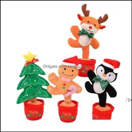 Party Favour Wriggle Dancing Christmas Tree Elk Sing Electronic Plush Toy Decoration For Kids Funny Early Childhood Education Toys Pa Otbqk