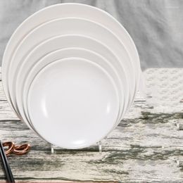 Plates Melamine Disc Imitation Porcelain Tableware Bone Plastic White Flat Plate Fast 10PCS 16/18 Inch Large Plate.