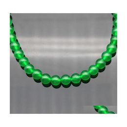 Beaded Necklaces Fashion Womens Natural 8Mm Green Jade Round Gemstone Beads Necklace 50 Long 846 Q2 Drop Delivery Jewelry Pendants Dh9Lm