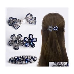 Hair Clips Barrettes Fashion Jewelry Butterfly Flower Ponytail Hairpin Spring Clip For Women Girls Pin Crystal Barrette Metal Grab Dhoqx