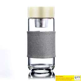 350ml Glass Water Bottles Heat Resistant Round Office Car Cup With Stainless Steel Tea Infuser Strainer Tumblers