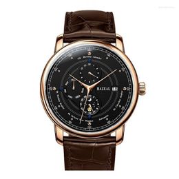 Wristwatches HAZEAL Mens Automatic Watches Men Self Wind Mechanical Wrist Watch Man Waterproof Dress Wristwatch Relogio Clock