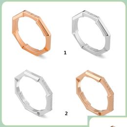 Band Rings Jewellery Accessories New Link To Love Series Striped Carved Mirror Simple Mens And Womens Ring Drop Delivery Dhkn3