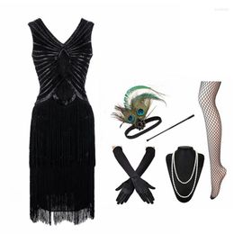 Casual Dresses Women 1920s Vintage Flapper Party Dress Art Deco Great Gatsby Sleeveless Sequin Bead Fringe Embellished XS-XXL