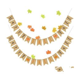 Banner Flags Happy Fall Yall Bunting Party Thanksgiving Day Decorations With 3.5M Burlap Ribbon Drop Delivery Home Garden Festive Sup Oteis